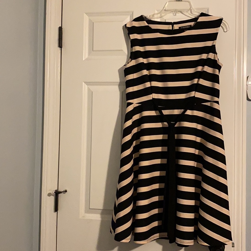 Pink and black striped dress
